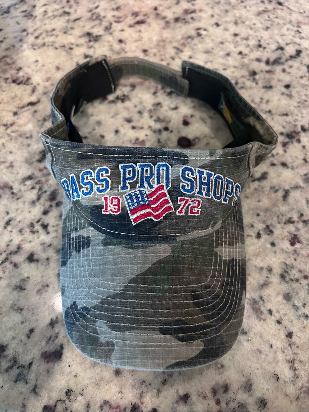 Bass Pro Shops Camouflage Visor with Red, White & Blue Embroidery